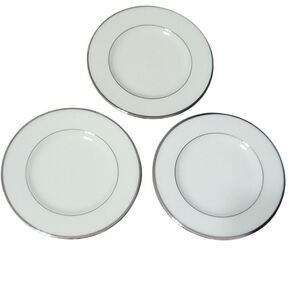 Lenox Montclair China Platinum Ivory Dishes 3 Bread & Butter Plates 6.5 Inch